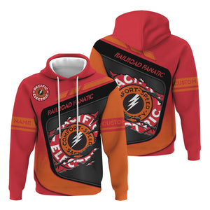 Railspirit Personalized Pacific Electric Railroad Hoodie Ripped Texture Style Train Zip Up Hoodie For Railroad Fanatic