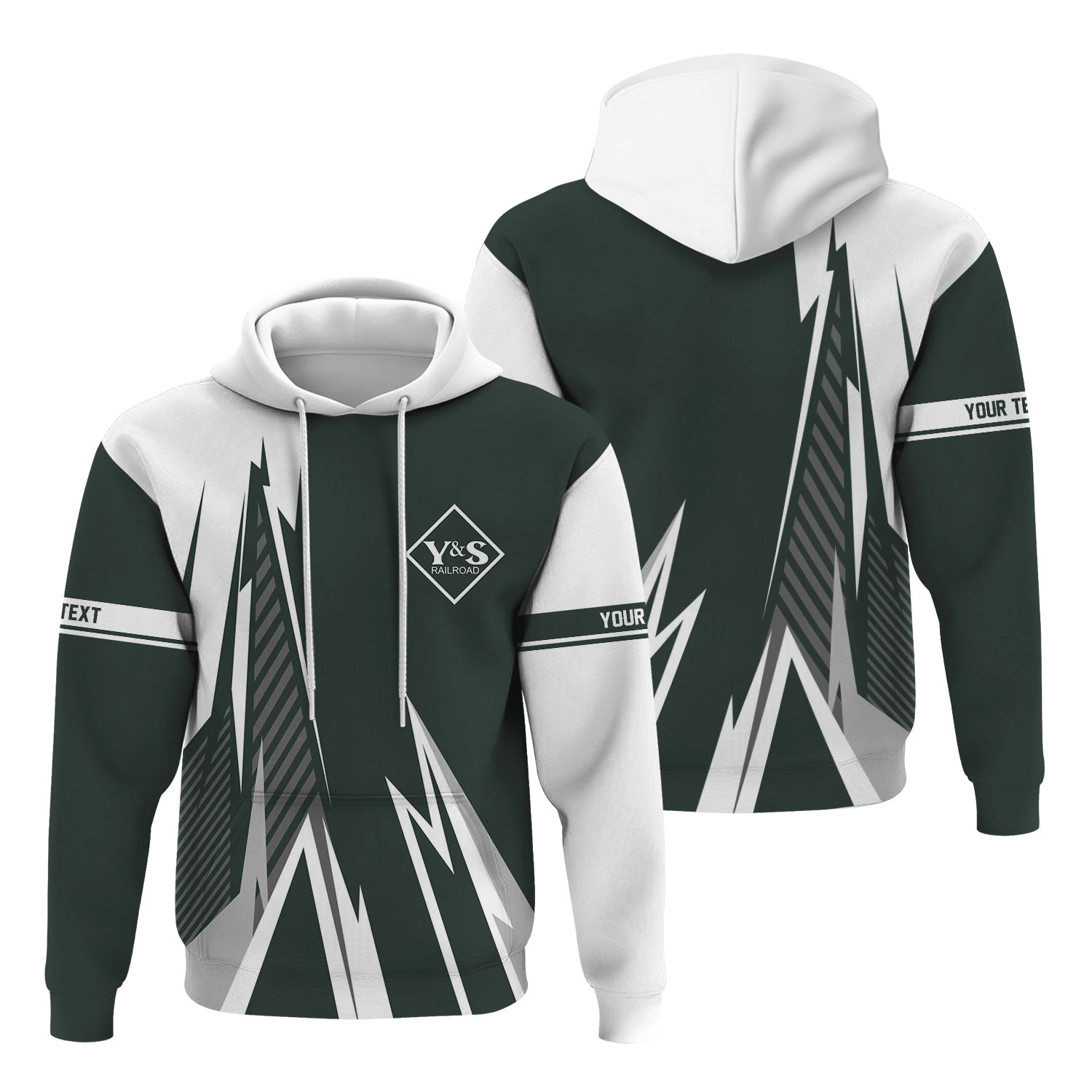 Railspirit Personalized Youngstown & Southern Railroad Hoodie Lightning-Inspired Railway Style Zip Up Hoodie For Train Lovers