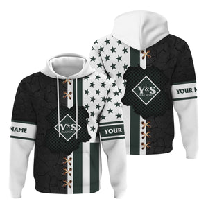 Railspirit Personalized Youngstown & Southern Railroad Hoodie American Flag with Crack Effect Train Zip Up Hoodie