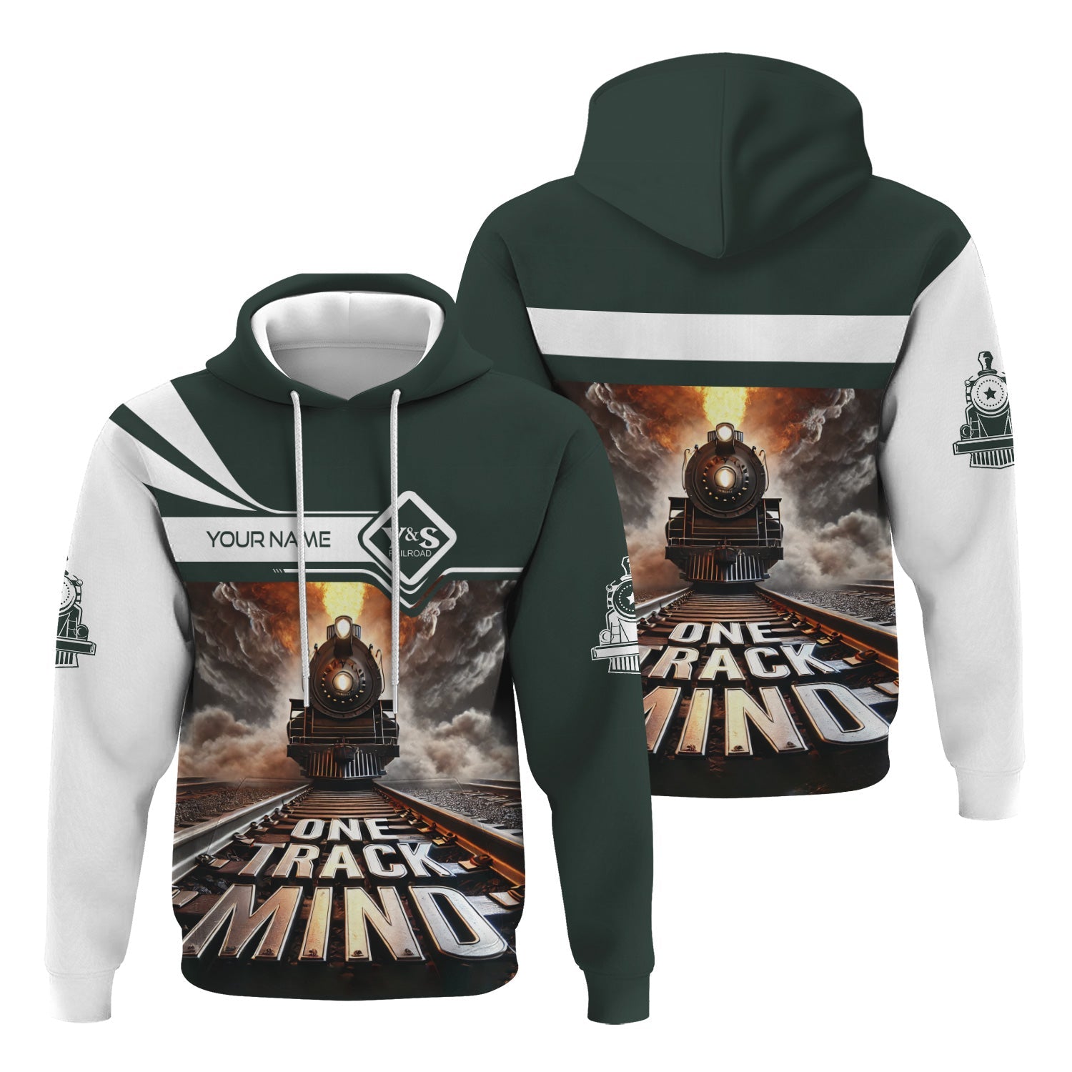 Railspirit Personalized Youngstown & Southern Railroad Hoodie One Track Mind Train Printed ZIp Up Hoodie