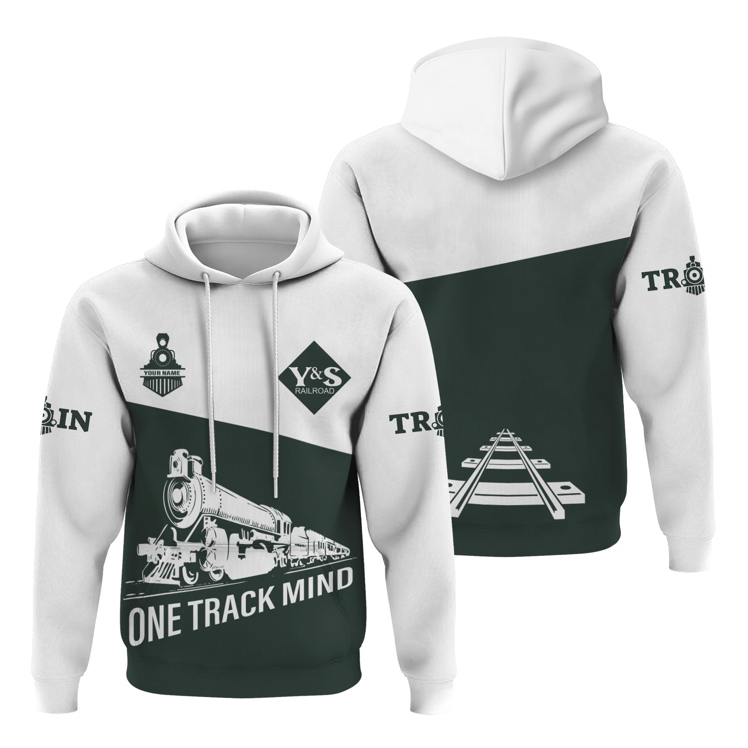 Railspirit Custom Name Youngstown & Southern Railroad Hoodie One Track Mind Printed Zip Hoodie