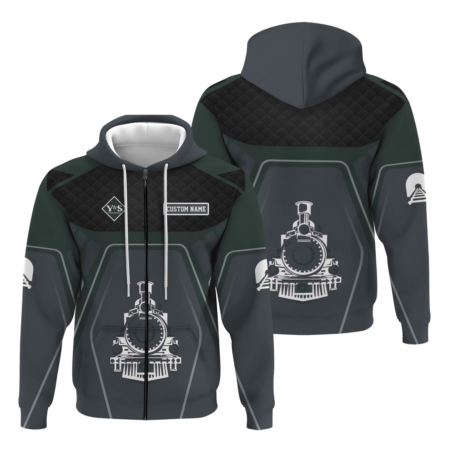 Railspirit Personalized Youngstown & Southern Railroad Hoodie Steam Locomotive Engine Graphic Train Zip Up Hoodie All Over Print