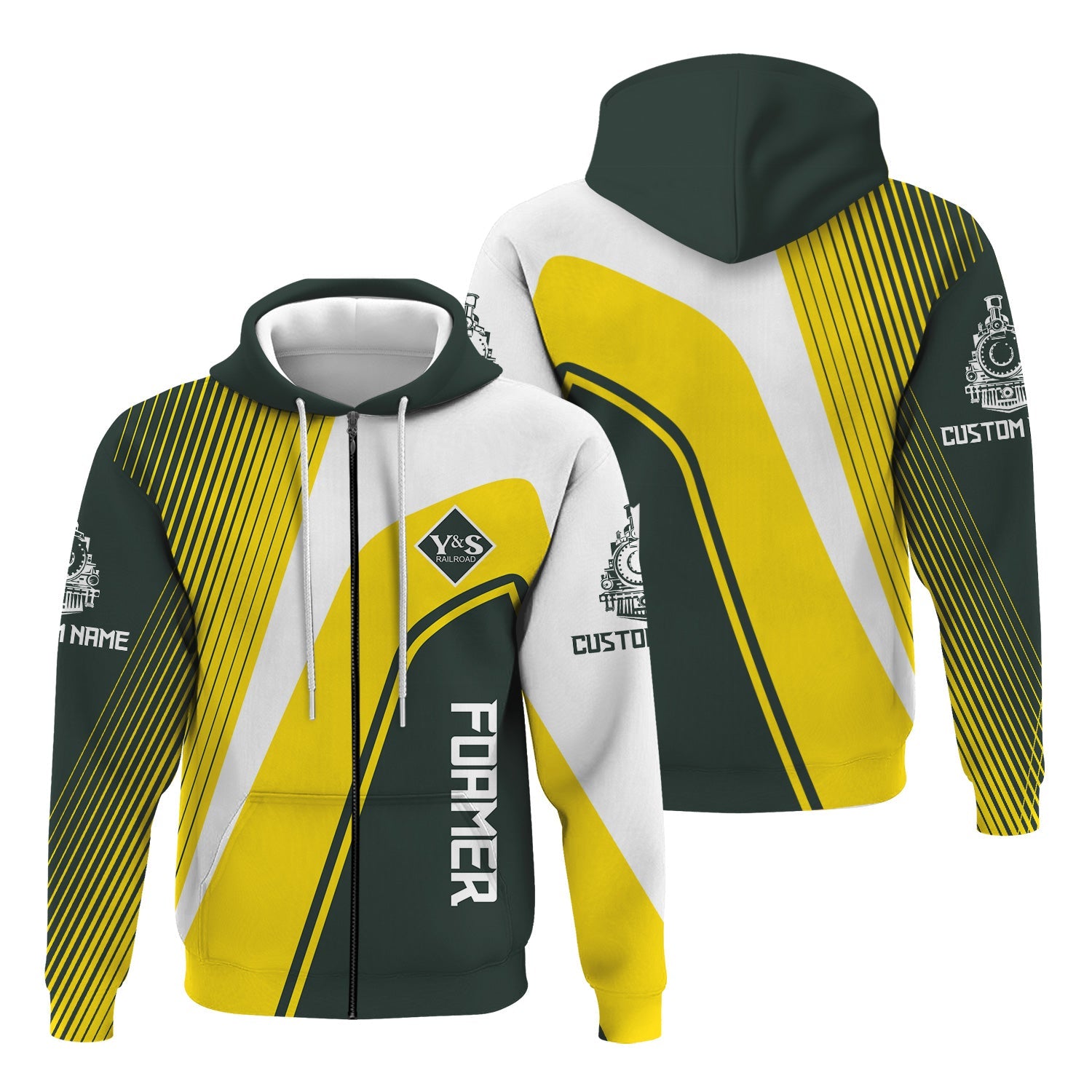 Railspirit Personalized Youngstown & Southern Railroad Hoodie Vibrant Striking Style Zip Up Hoodie For Rail Enthusiasts