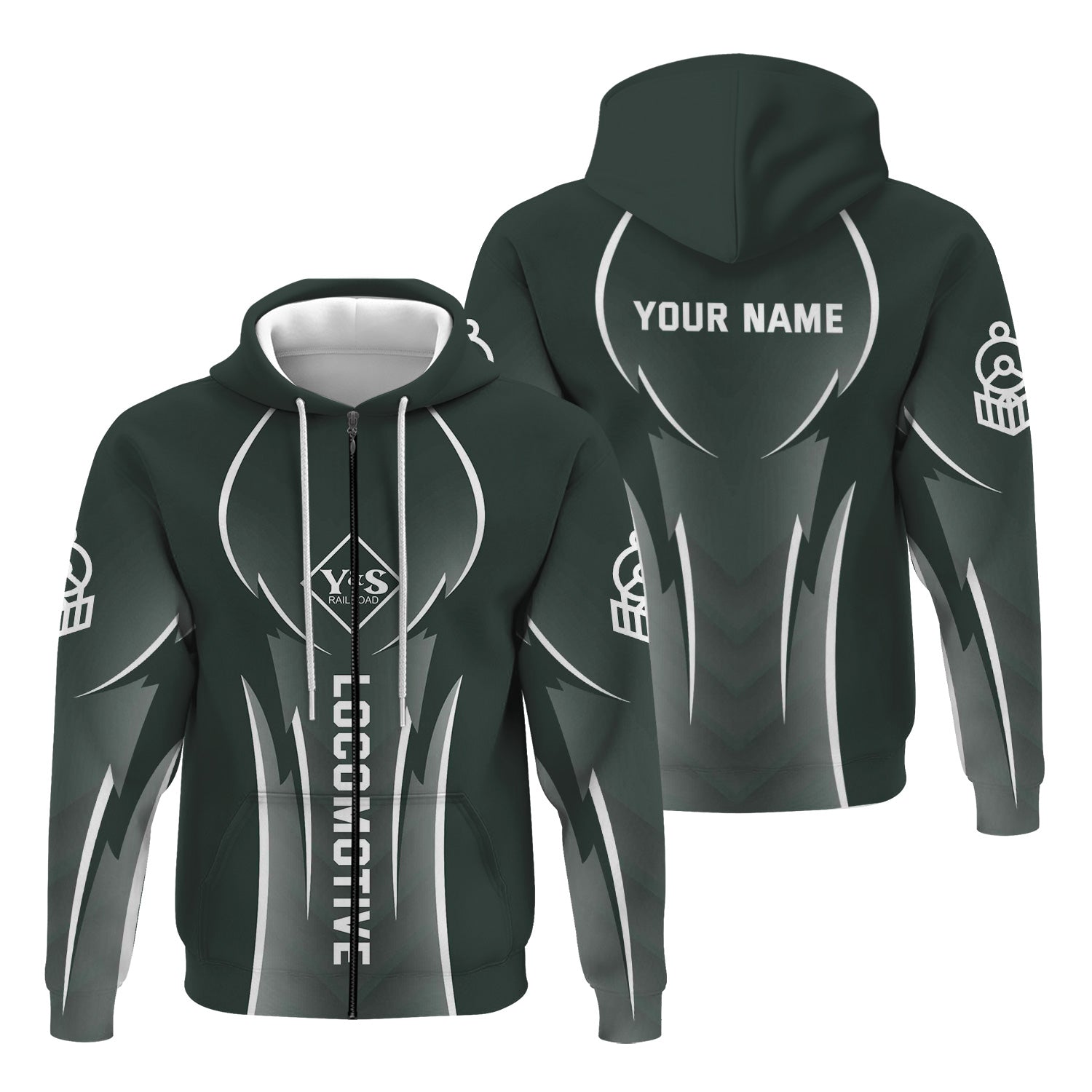 Railspirit Personalized Youngstown & Southern Railroad Hoodie Striking Line Style Train Zip Up Hoodie For Locomotive Lovers