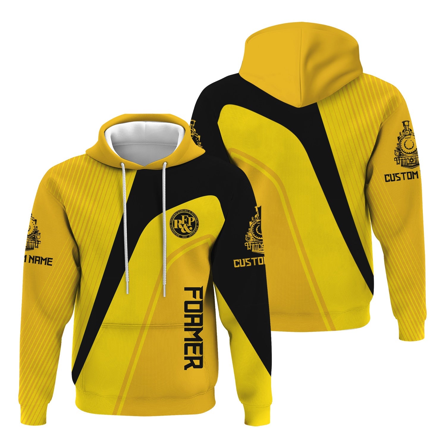 Railspirit Personalized Richmond, Fredericksburg And Potomac Railroad Hoodie Vibrant Striking Style Zip Up Hoodie For Rail Enthusiasts