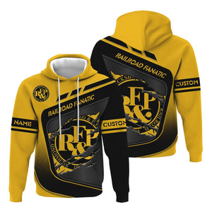 Railspirit Personalized Richmond, Fredericksburg And Potomac Railroad Hoodie Ripped Texture Style Train Zip Up Hoodie For Railroad Fanatic