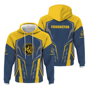 Railspirit Personalized Richmond, Fredericksburg And Potomac Railroad Hoodie Futuristic Design with Custom Job Train Zip Up Hoodie