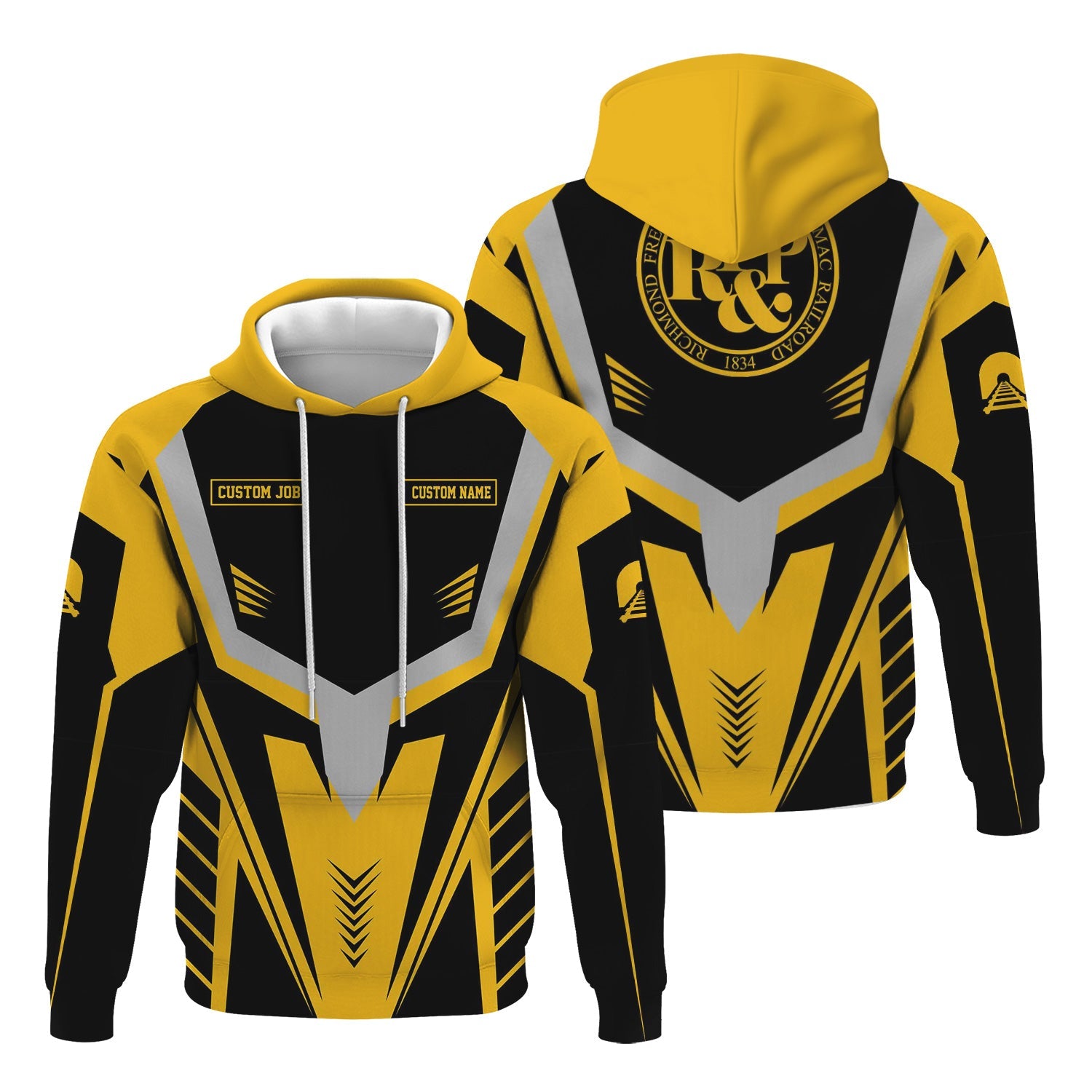 Railspirit Personalized Richmond, Fredericksburg And Potomac Railroad Hoodie Workwear-Inspired with Custom Position Train Zip Up Hoodie