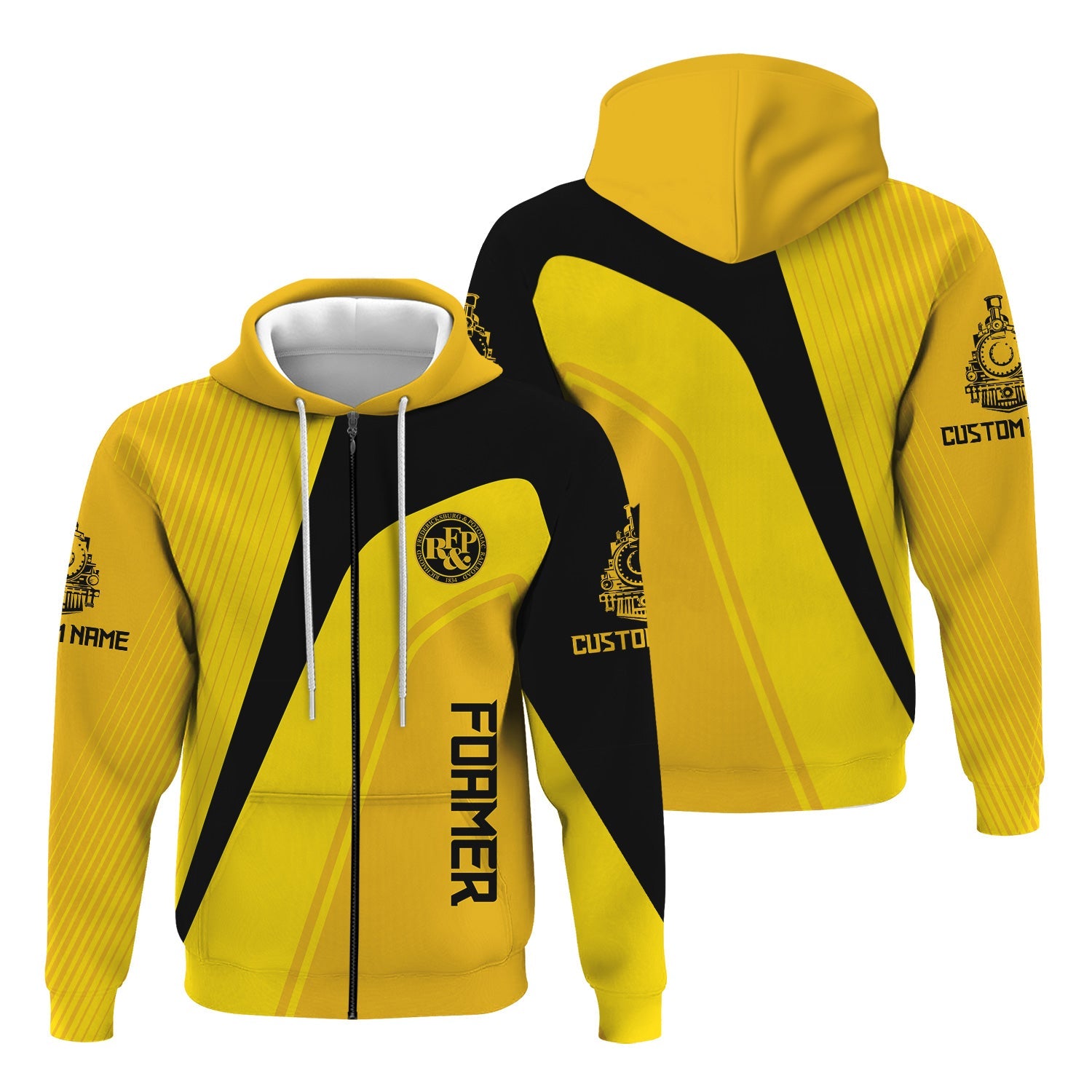 Railspirit Personalized Richmond, Fredericksburg And Potomac Railroad Hoodie Vibrant Striking Style Zip Up Hoodie For Rail Enthusiasts