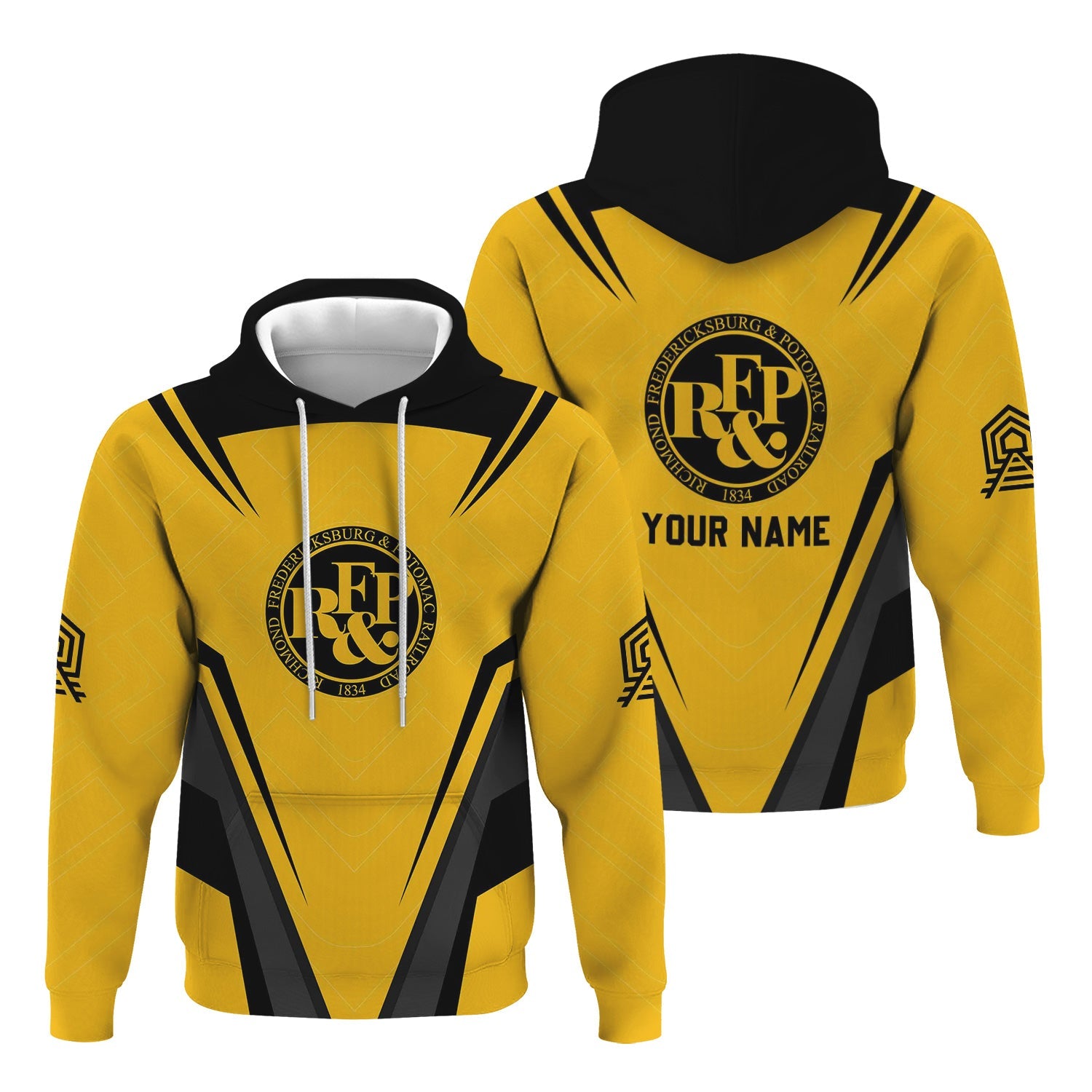 Railspirit Personalized Richmond, Fredericksburg And Potomac Railroad Hoodie Railway Inspired Apparel Train Zip Up Hoodie For Train Lovers