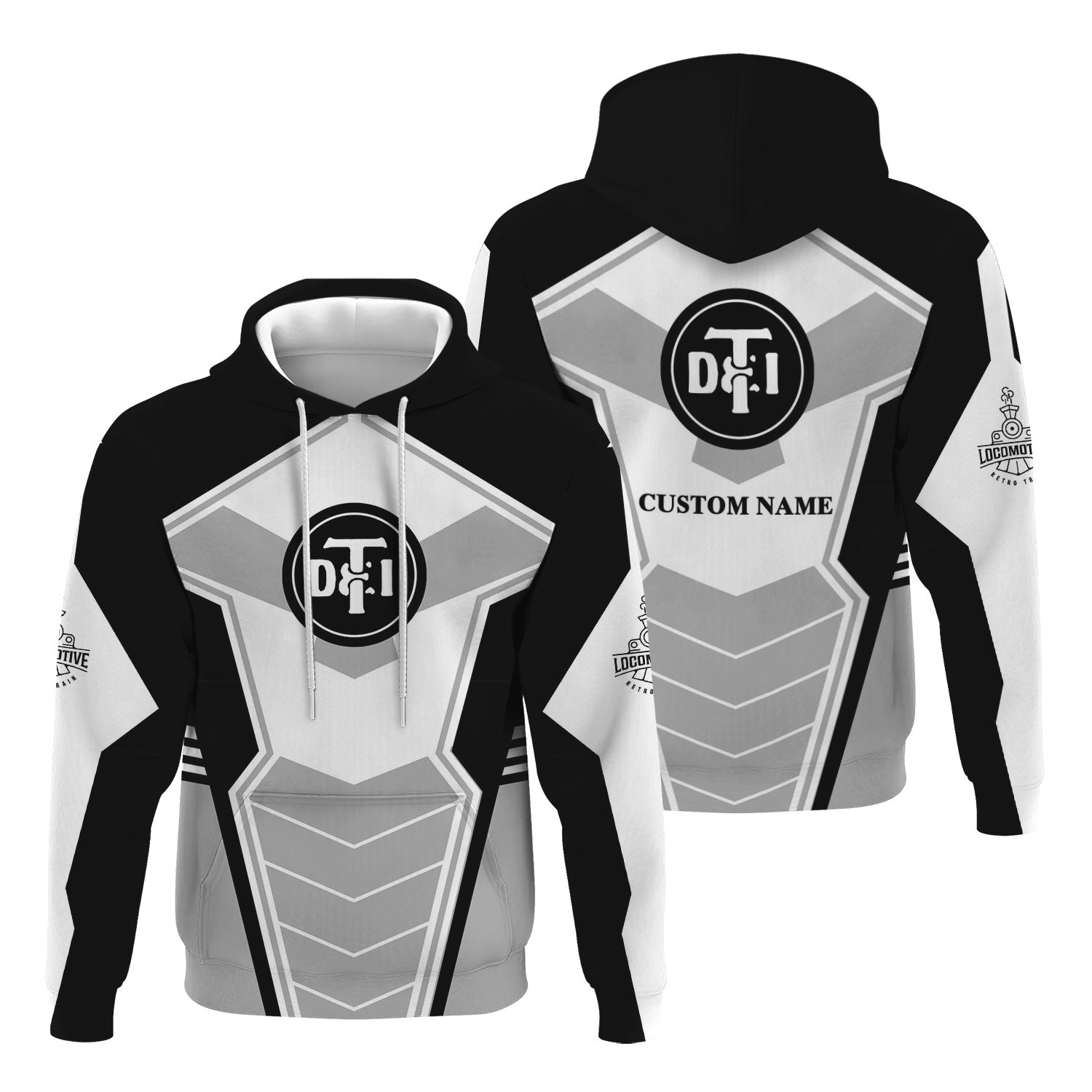 Railspirit Personalized Detroit Toledo And Ironton Railroad Hoodie Engine-Inspired Style Train Zip Up Hoodie for Railroad Fanatic