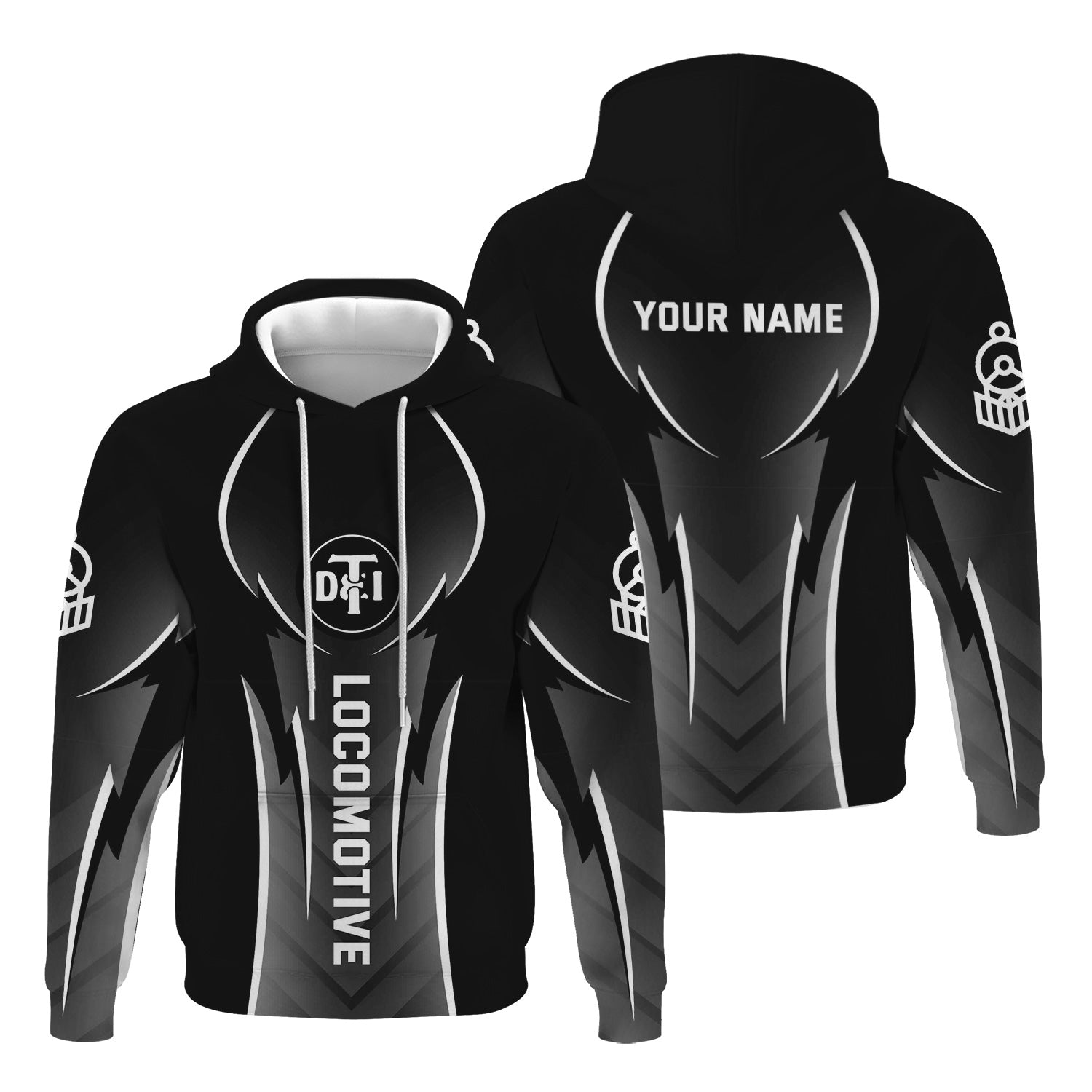 Railspirit Personalized Detroit Toledo And Ironton Railroad Hoodie Striking Line Style Train Zip Up Hoodie For Locomotive Lovers