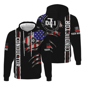 Railspirit Personalized Detroit Toledo And Ironton Railroad Hoodie USA Flag Claw Art with Custom Job Train Zip Up Hoodie