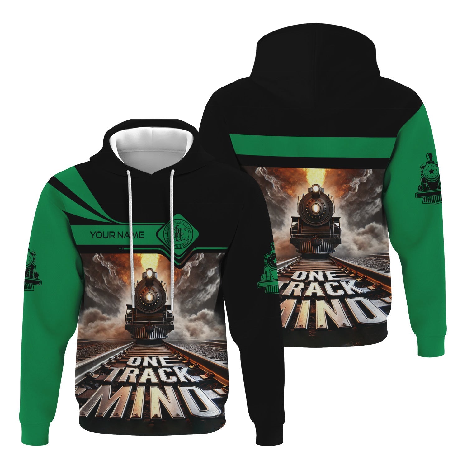 Railspirit Personalized Pittsburgh And Lake Erie Railroad Hoodie One Track Mind Train Printed ZIp Up Hoodie