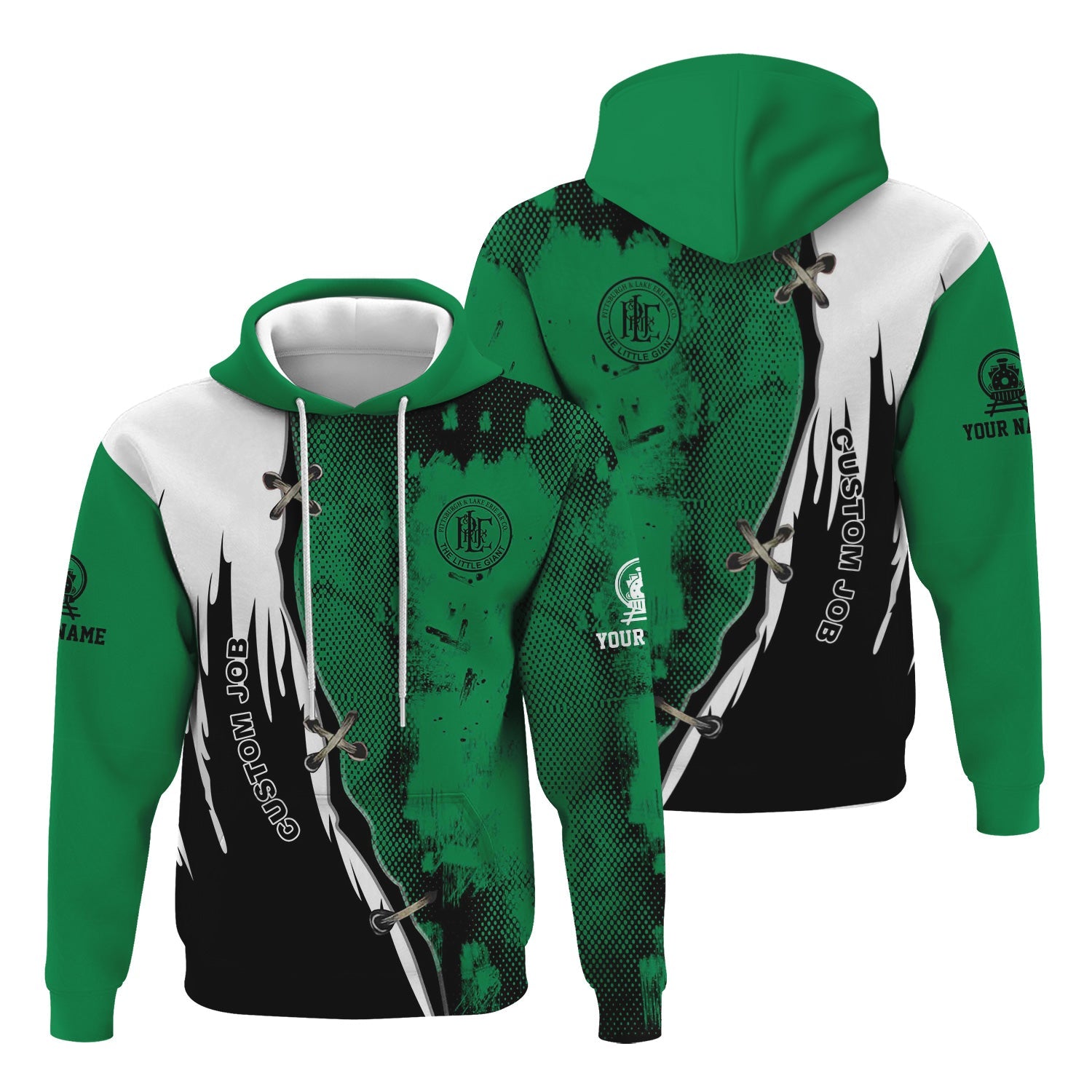 Railspirit Personalized Pittsburgh And Lake Erie Railroad Hoodie Retro Stitches Design with Custom Position Train Zip Up Hoodie