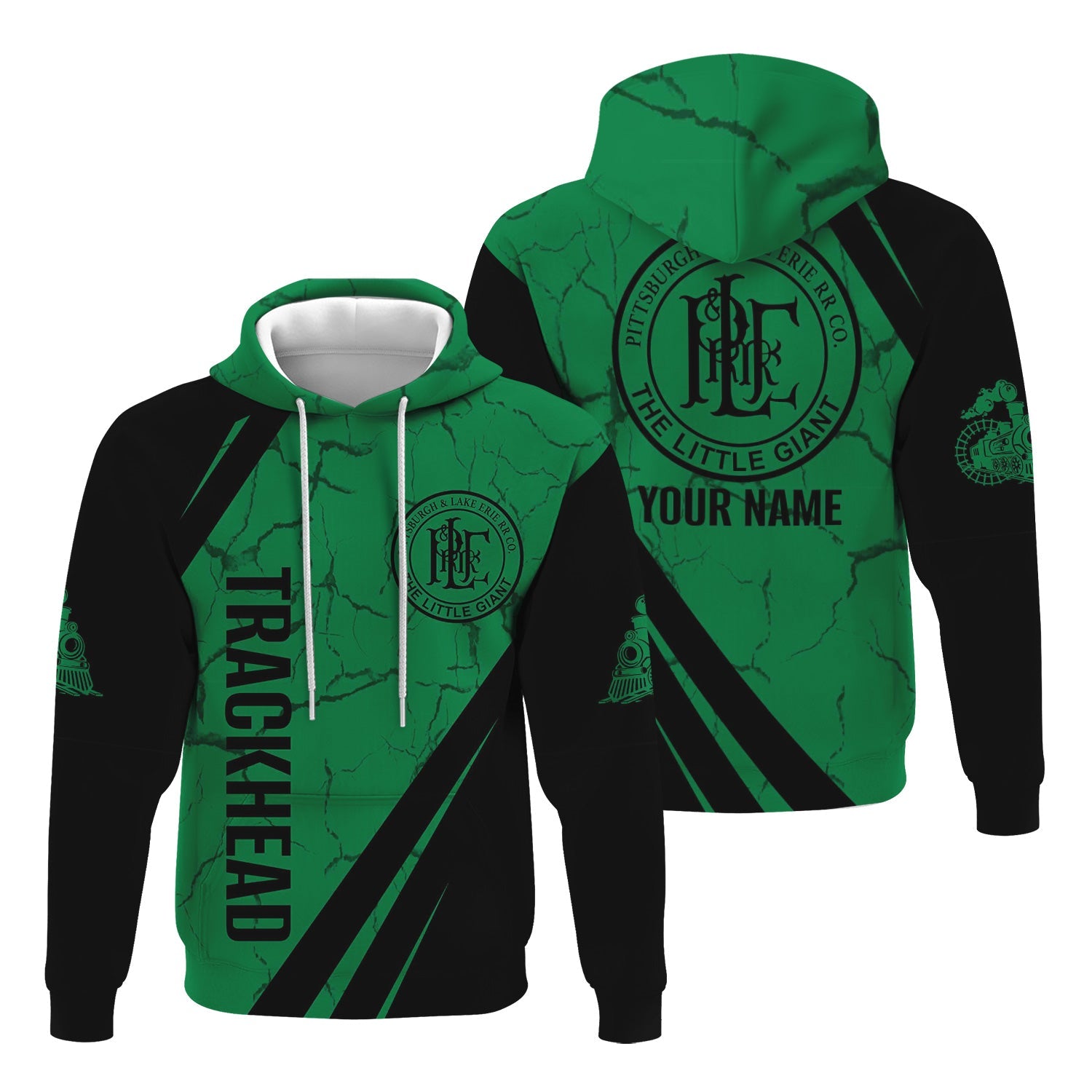 Railspirit Personalized Pittsburgh And Lake Erie Railroad Hoodie Crackle Texture Style Train Zip Up Hoodie For Trackhead