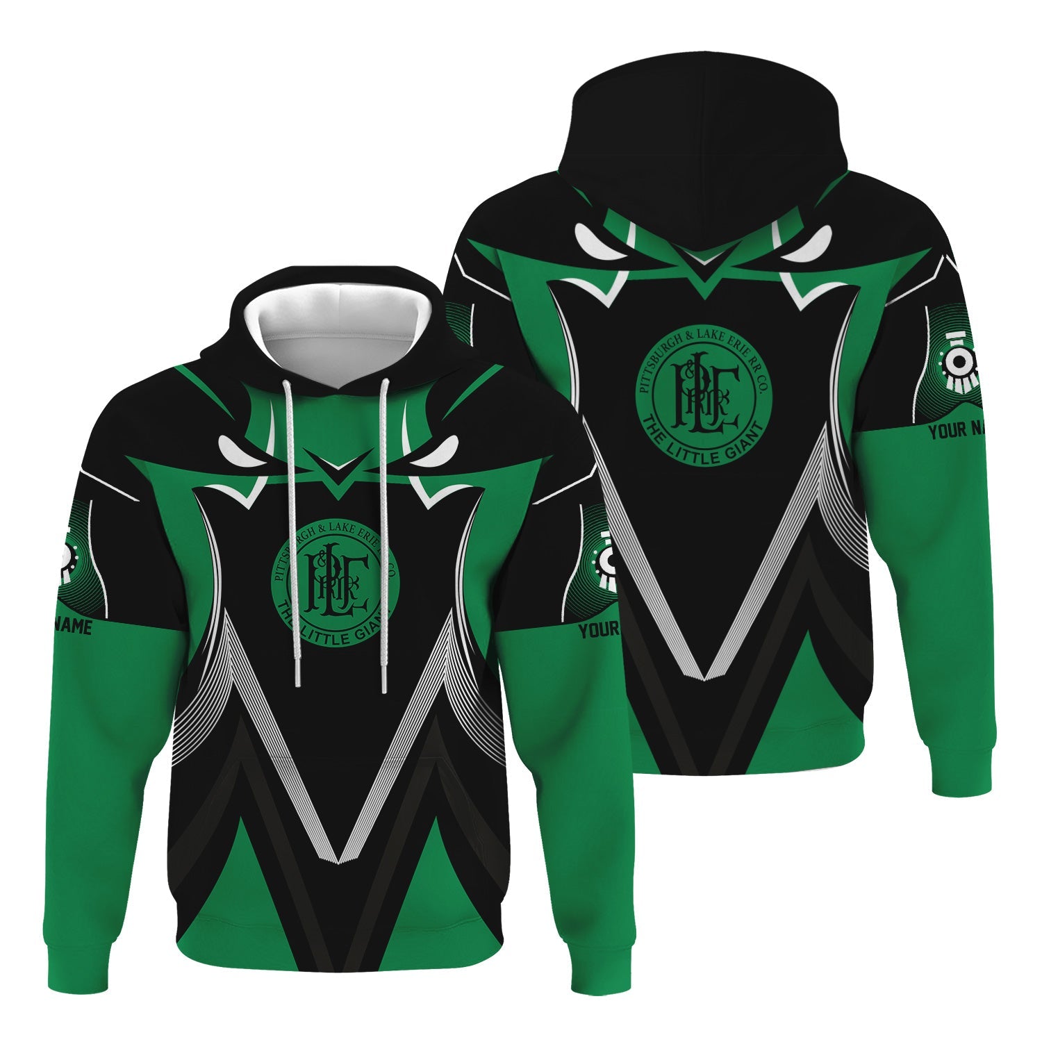 Railspirit Personalized Pittsburgh And Lake Erie Railroad Hoodie Vibrant Graphic Pattern Zip Up Hoodie For Train Enthusiasts