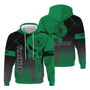 Railspirit Personalized Pittsburgh And Lake Erie Railroad Hoodie Skull Design with Custom Job Train Zip Up Hoodie for Trackhead Crew