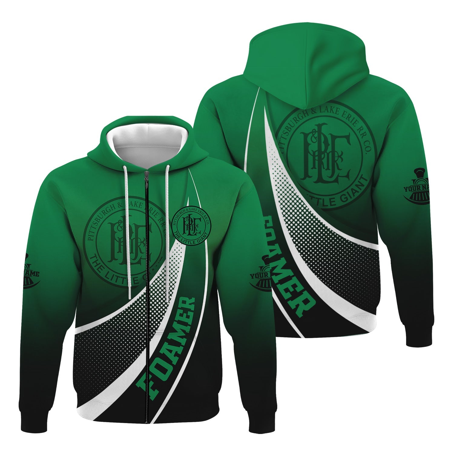 Railspirit Personalized Pittsburgh And Lake Erie Railroad Hoodie Railway-Themed Style Zip Up Hoodie Gift Idea For Trainspotter