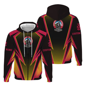 Railspirit Personalized Durango And Silverton Narrow Gauge Railroad Hoodie Lightning Graphic Style Zip Up Hoodie Gift Idea For Train Lover