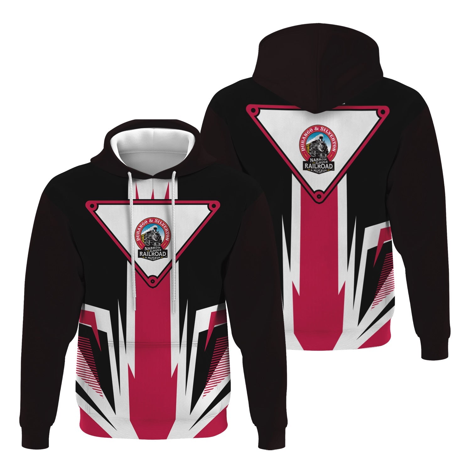 Railspirit Durango And Silverton Narrow Gauge Railroad Hoodie Bold Graphic Style All Over Printed Zip Up Hoodie