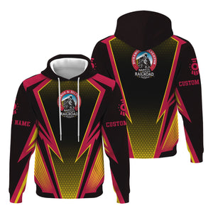 Railspirit Personalized Durango And Silverton Narrow Gauge Railroad Hoodie Lightning Graphic Style Zip Up Hoodie Gift Idea For Train Lover