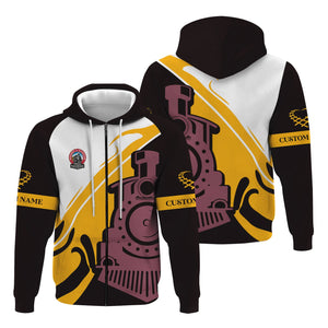 Railspirit Personalized Durango And Silverton Narrow Gauge Railroad Hoodie Flame-Inspired Style Zip Up Hoodie Gift Idea For Train Lovers