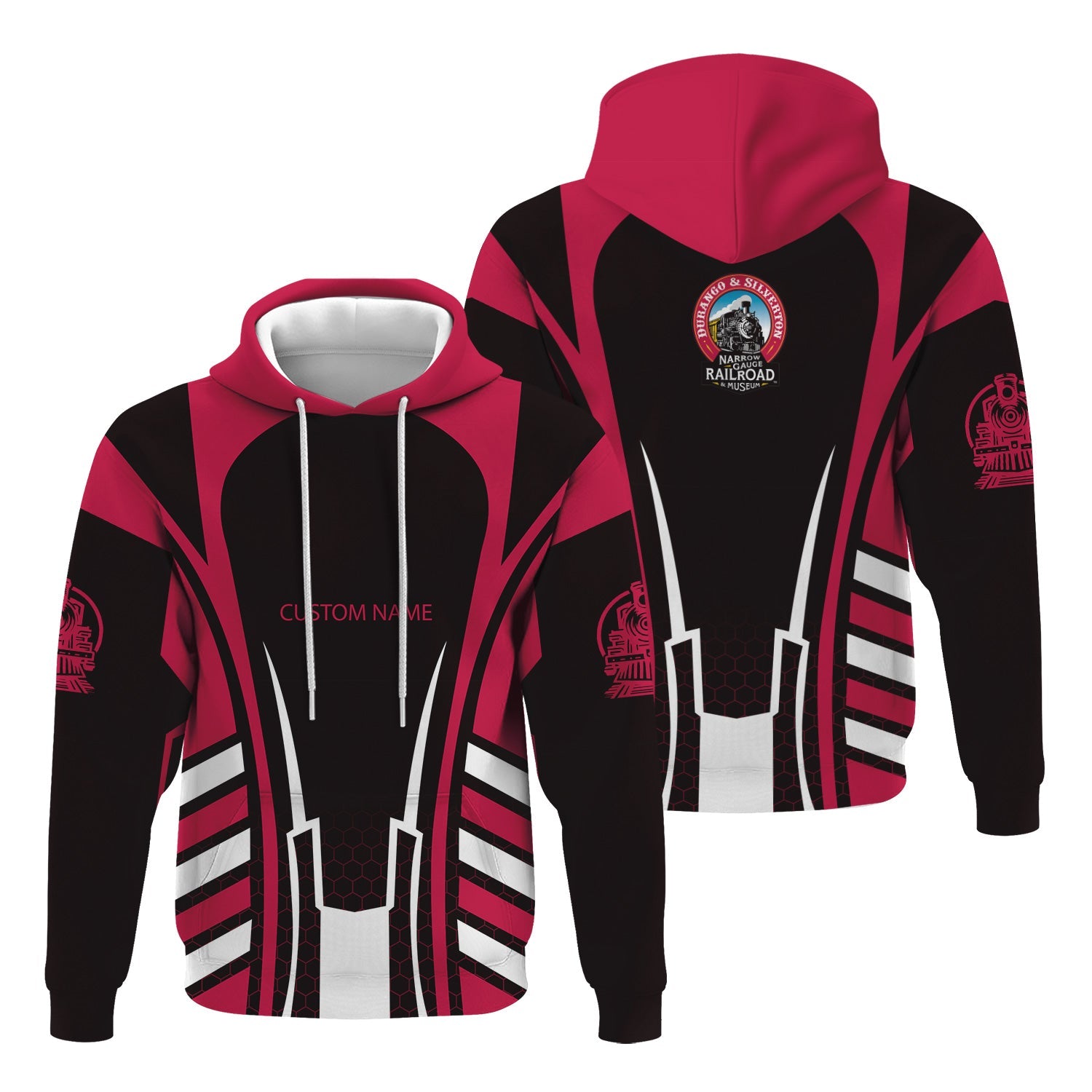 Railspirit Personalized Durango And Silverton Narrow Gauge Railroad Hoodie Striped Railroad Style Train Zip Up Hoodie All Over Print