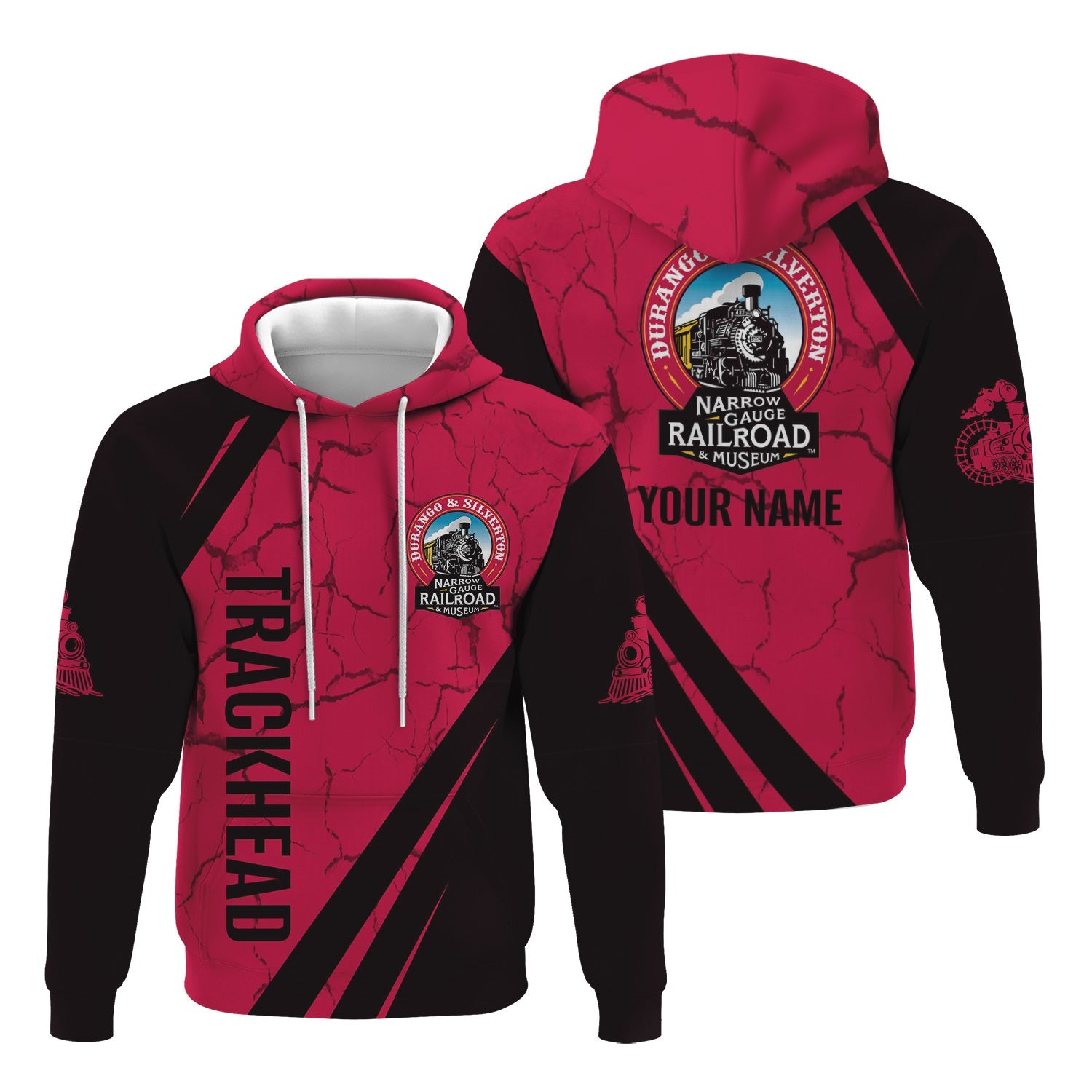 Railspirit Personalized Durango And Silverton Narrow Gauge Railroad Hoodie Crackle Texture Style Train Zip Up Hoodie For Trackhead