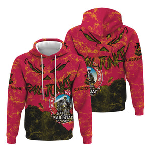 Railspirit Personalized Durango And Silverton Narrow Gauge Railroad Hoodie Torn Graphic Style Train Zip Up Hoodie For Rail Junkie