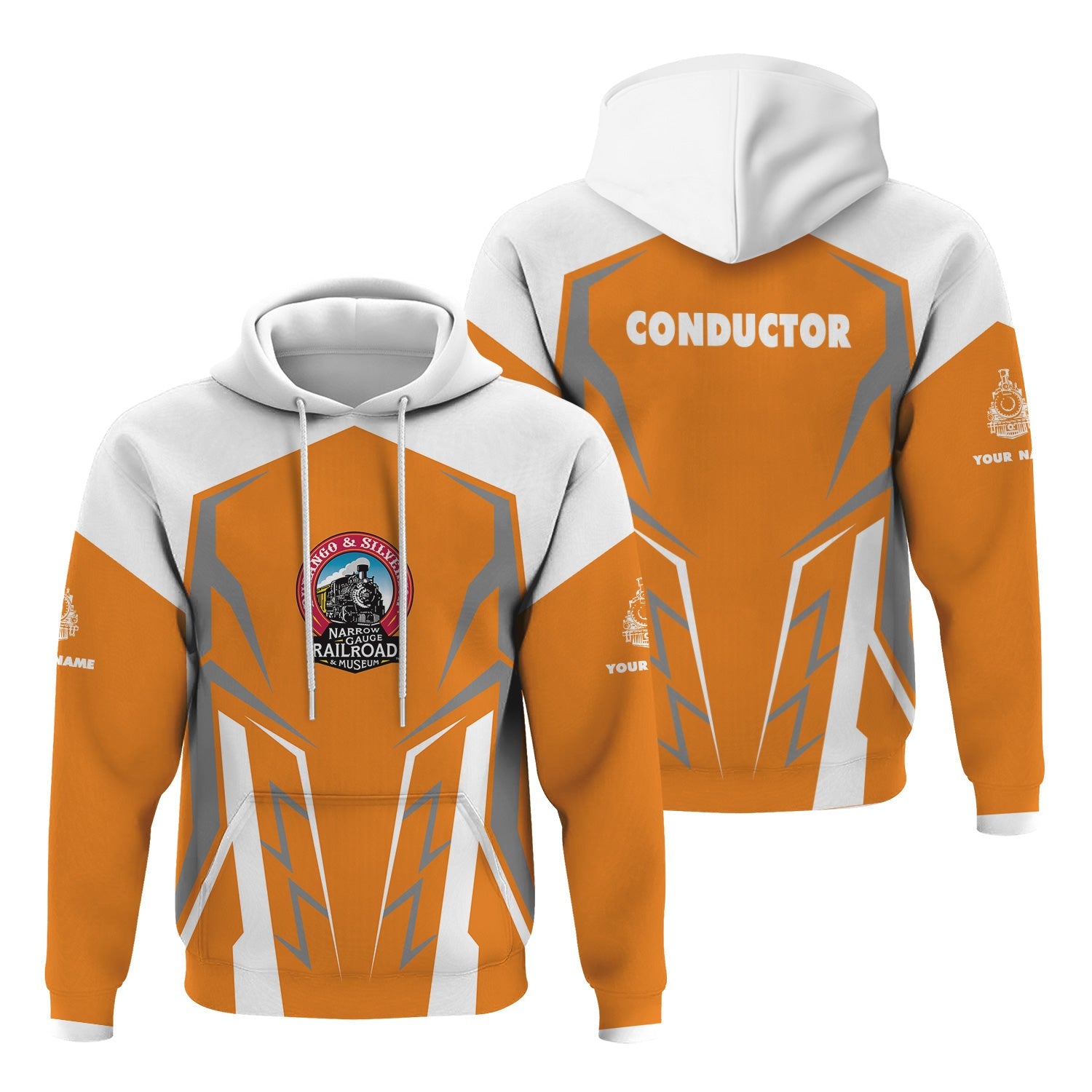Railspirit Personalized Durango And Silverton Narrow Gauge Railroad Hoodie Futuristic Design with Custom Job Train Zip Up Hoodie