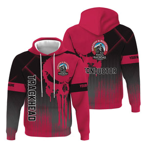 Railspirit Personalized Durango And Silverton Narrow Gauge Railroad Hoodie Skull Design with Custom Job Train Zip Up Hoodie for Trackhead Crew