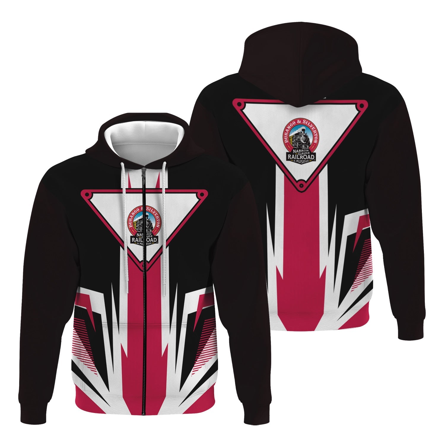 Railspirit Durango And Silverton Narrow Gauge Railroad Hoodie Bold Graphic Style All Over Printed Zip Up Hoodie
