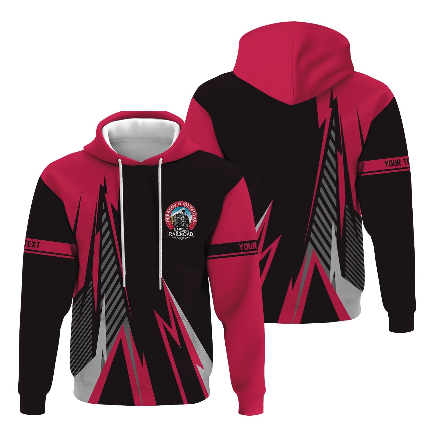 Railspirit Personalized Durango And Silverton Narrow Gauge Railroad Hoodie Lightning-Inspired Railway Style Zip Up Hoodie For Train Lovers