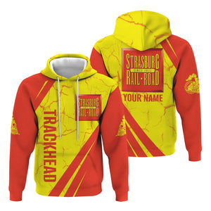 Railspirit Personalized Strasburg Railroad Hoodie Crackle Texture Style Train Zip Up Hoodie For Trackhead