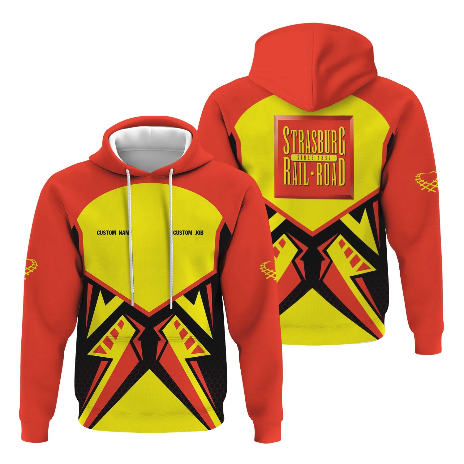 Railspirit Personalized Strasburg Railroad Hoodie Vibriant Style with Custom Position Train Zip Up Hoodie