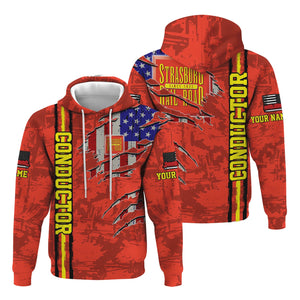 Railspirit Personalized Strasburg Railroad Hoodie USA Flag Claw Art with Custom Job Train Zip Up Hoodie
