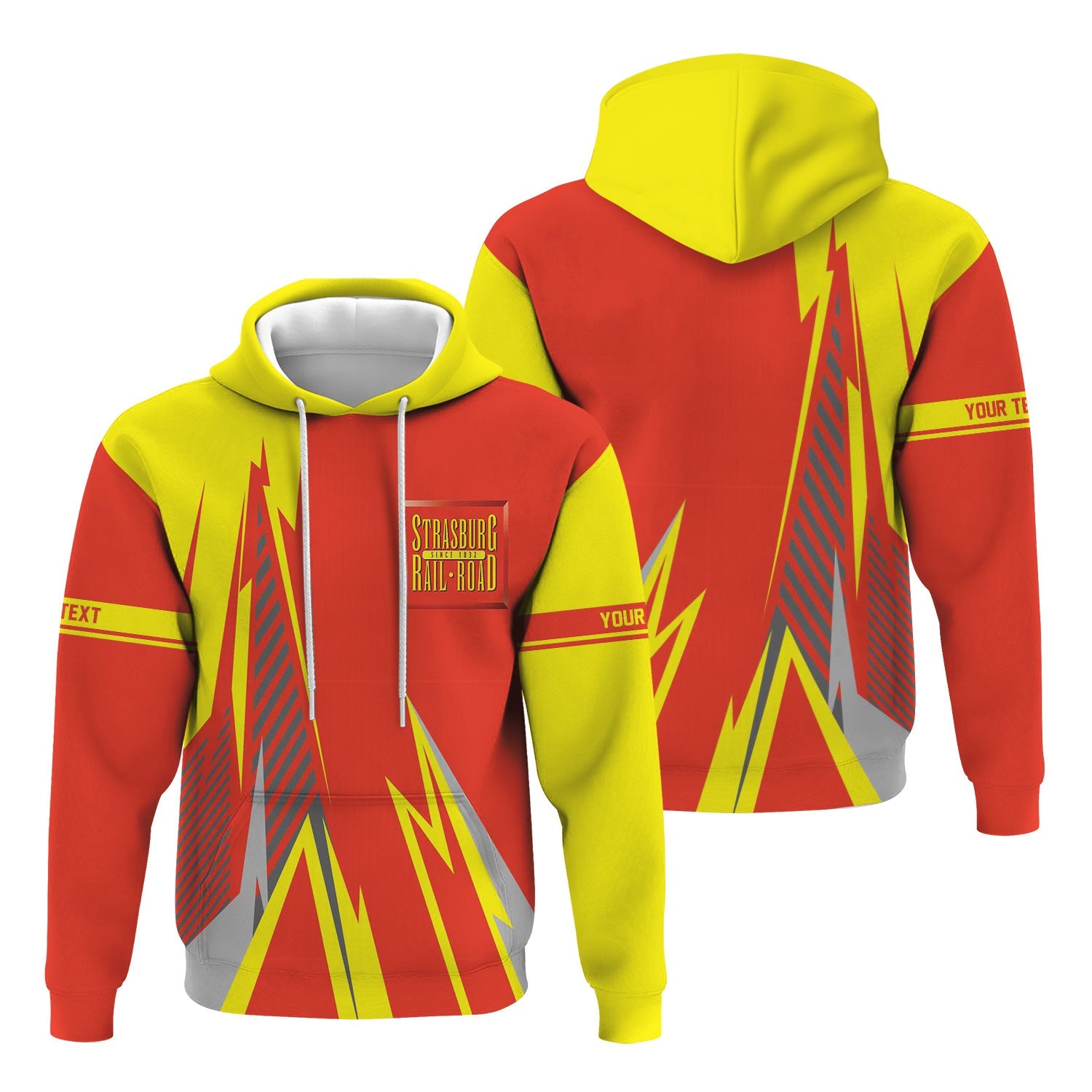 Railspirit Personalized Strasburg Railroad Hoodie Lightning-Inspired Railway Style Zip Up Hoodie For Train Lovers
