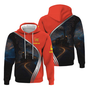 Railspirit Personalized Strasburg Railroad Hoodie Steampunk Locomotive with Custom Year Train Zip Up Hoodie