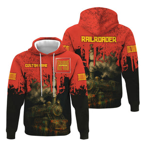 Railspirit Personalized Strasburg Railroad Hoodie Vintage Train Art Style Zip Up Hoodie For Locomotive Fans