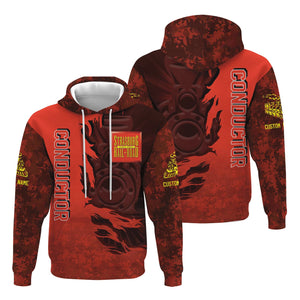 Railspirit Personalized Strasburg Railroad Hoodie Blazing Style with Custom Position Train Zip Up Hoodie