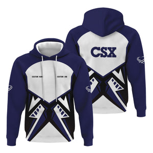 Railspirit Personalized CSX Transportation Railroad Hoodie Vibriant Style with Custom Position Train Zip Up Hoodie