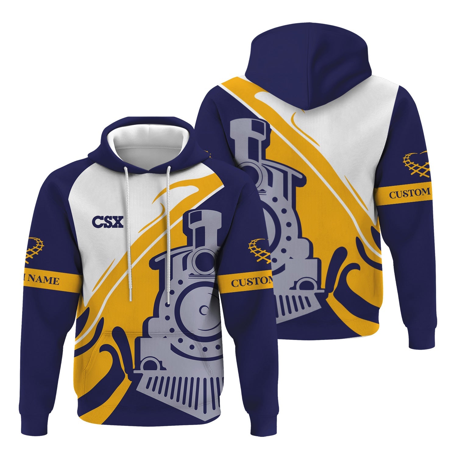 Railspirit Personalized CSX Transportation Railroad Hoodie Flame-Inspired Style Zip Up Hoodie Gift Idea For Train Lovers