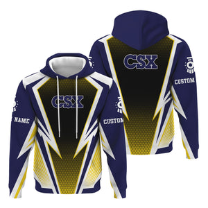 Railspirit Personalized CSX Transportation Railroad Hoodie Lightning Graphic Style Zip Up Hoodie Gift Idea For Train Lover