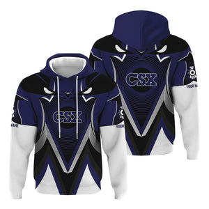 Railspirit Personalized CSX Transportation Railroad Hoodie Vibrant Graphic Pattern Zip Up Hoodie For Train Enthusiasts