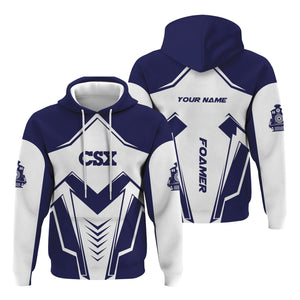 Railspirit Personalized CSX Transportation Railroad Hoodie Railway Trainspotter Style Zip Up Hoodie Gift Idea For Foamers