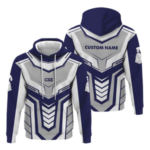 Railspirit Personalized CSX Transportation Railroad Hoodie Armor-Inspired Design Train Zip Up Hoodie All Over Print