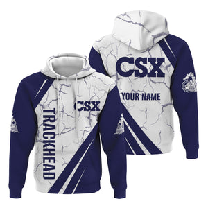Railspirit Personalized CSX Transportation Railroad Hoodie Crackle Texture Style Train Zip Up Hoodie For Trackhead