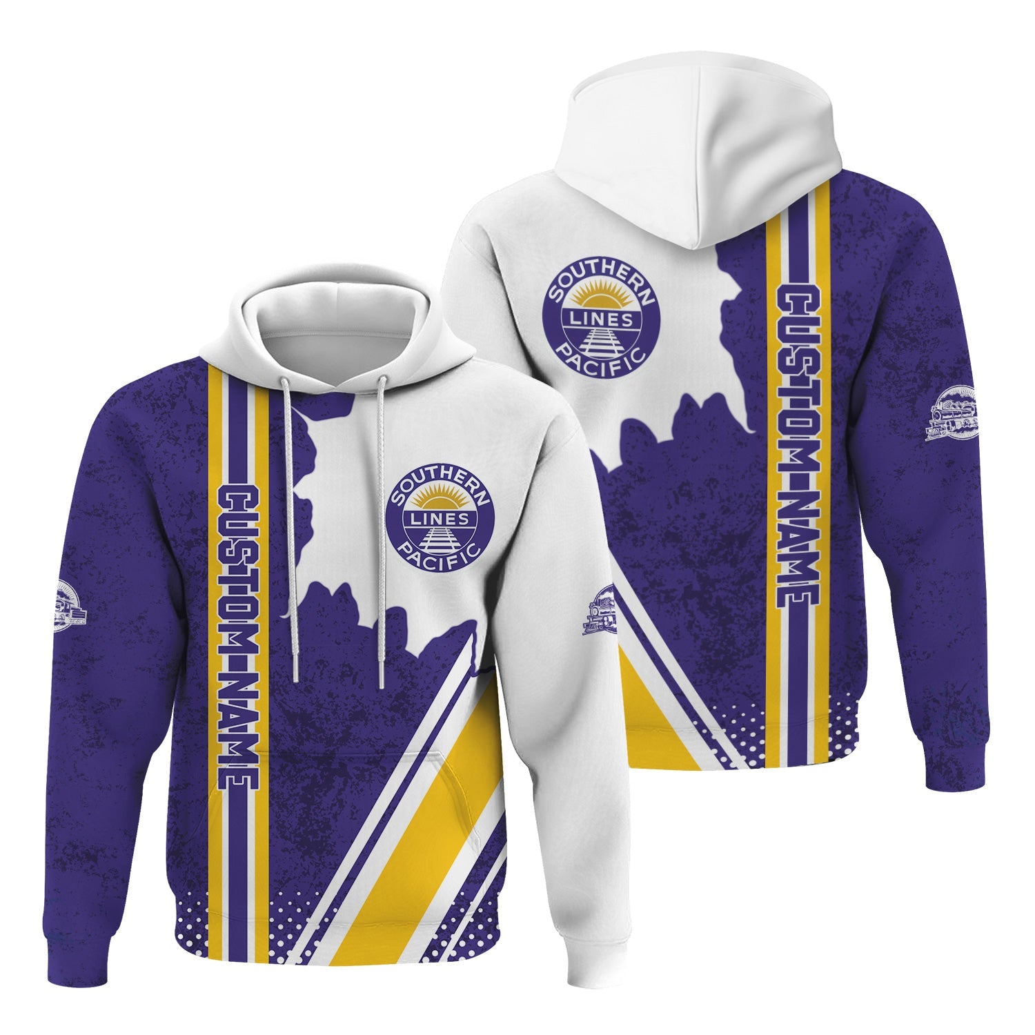 Railspirit Personalized Southern Pacific Railroad Hoodie All Over Printed Unisex Zip Up Hoodie