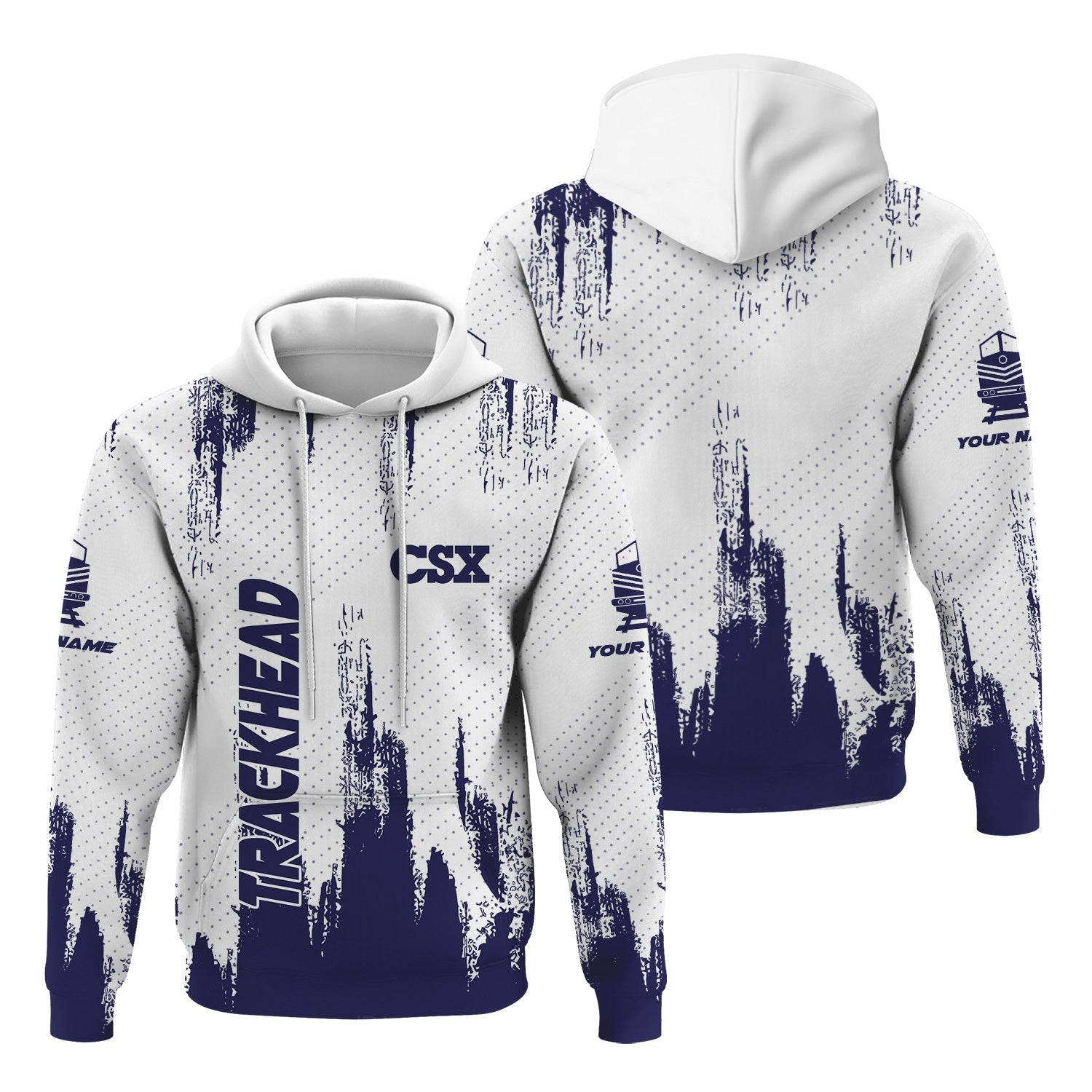 Railspirit Personalized CSX Transportation Railroad Hoodie Paint Impact Design Train Zip Up Hoodie for Trackhead